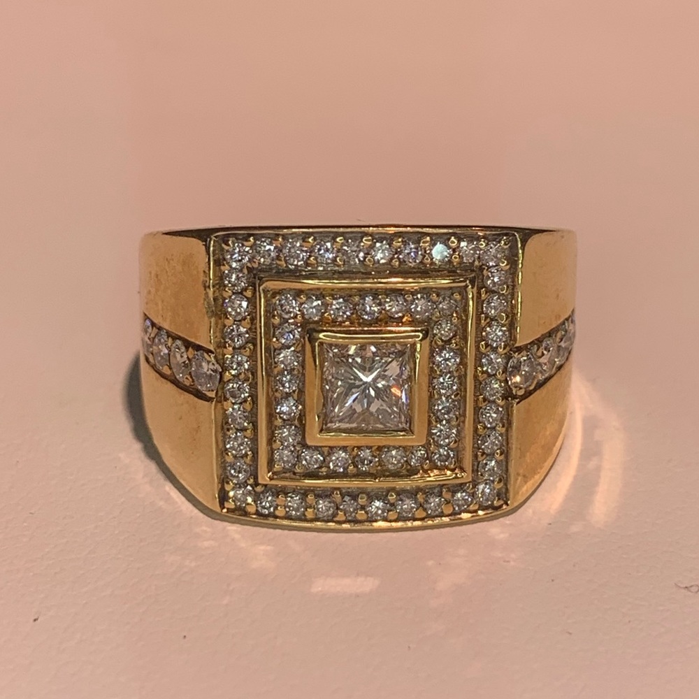 MEN’S DIAMOND 2.00 CARATS 14K YELLOW GOLD RING - Picture 2 of 5
